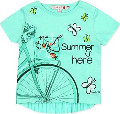 Maglietta Bimba Azzurra Estiva Mezze Maniche Girocollo Top Estate Bambina Casual Turchese Plissettato Sul Retro t-shirt baby femmina Piccole Canaglie - Tropea, Commerciovirtuoso.it