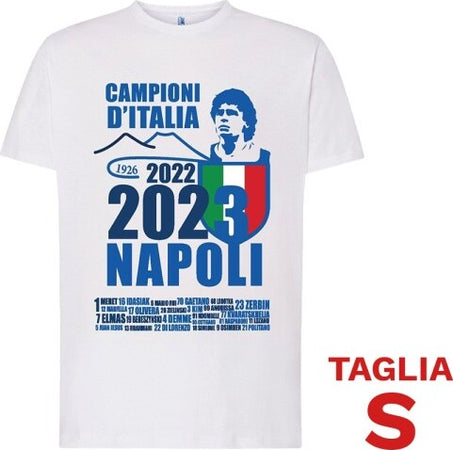 Maglietta-Ssc-Napoli-Tshirt-Bianca-Con-Stampa-Campioni-D'italia-2023-Calcio