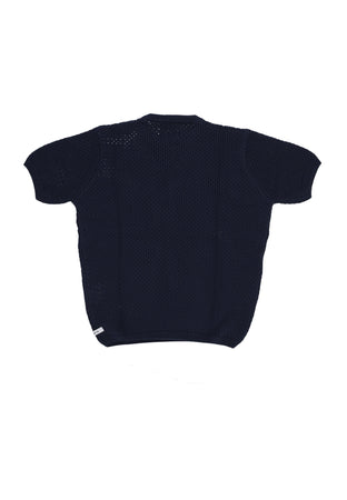 ARTE Maglietta Manica Lunga Uomo Crochet Knit Tee Navy da uomo