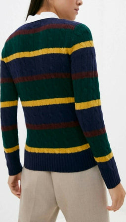 Maglione-Ralph-Lauren-Donna-Trecce-A-Righe-Multicolor