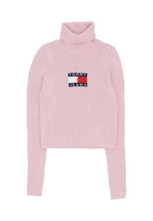 Tommy Hilfiger Maglione Donna W Melange Turtleneck Flag Sweater Ballet Pink Melange da donna