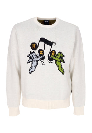 HUF Maglione Uomo Song Intarsia Sweater Linen da uomo
