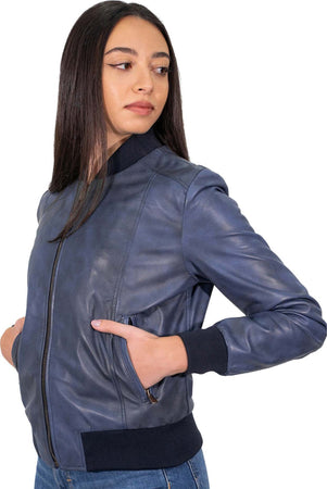 Malesia---Bomber-Donna-Blu-in-vera-pelle