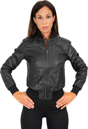 Malesia---Bomber-Donna-Nero-in-vera-pelle