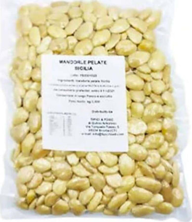 Mandorle Pelate Siciliane 100% Prodotte in Italia Snack Mandorla Senza Guscio Ad Uso Alimentare Alimentari e cura della casa/Snack dolci e salati/Noci e semi/Mandorle Tipici & Food - Bronte, Commerciovirtuoso.it