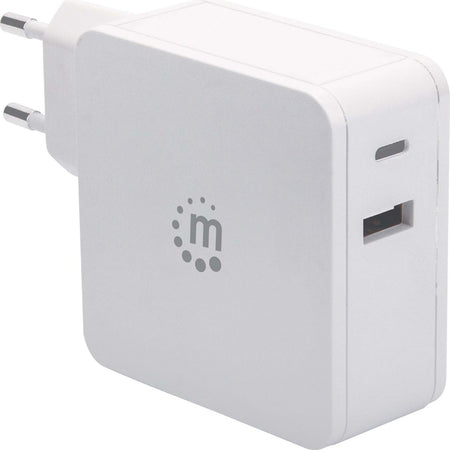 MANHATTAN-Alimentatore-60W-con-porte-USB-C-e-USB-A-Bianco