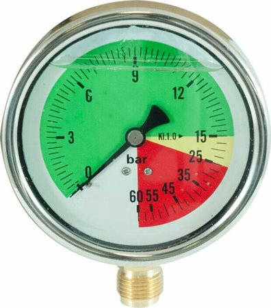 Manometro isometrico alla glicerina con cassa in acciaio inox scala 0-15/60 bar