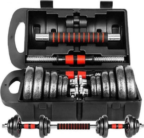 Manubri-Con-Bilanciere-Regolabile-Totale-Di-20-Kg-Sollevamento-Pesi-Bodybuilding