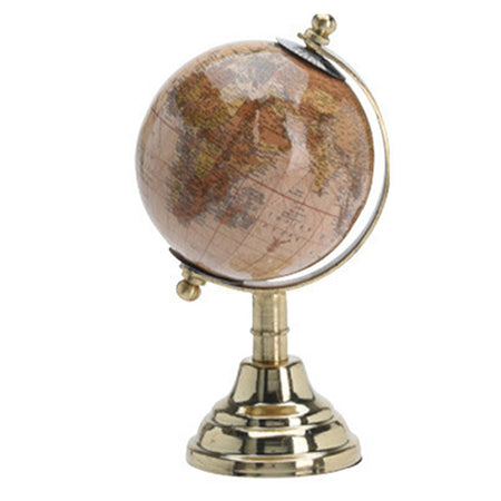 Mappamondo con base in metallo lucido per decorazione interno h 15 cm