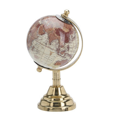 Mappamondo con base in metallo lucido per decorazione interno h 15 cm