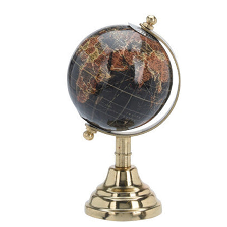 Mappamondo con base in metallo lucido per decorazione interno h 15 cm