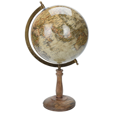 Mappamondo girevole con base in metallo e mappe h 43 cm