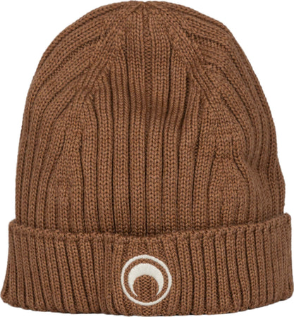 MARINE-SERRE-Moon-Logo-knit-beanie-in-camel-da-donna
