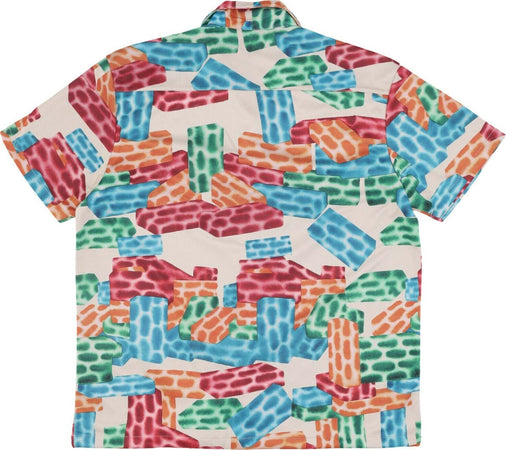 MARKET-Camicia-Manica-Corta-Uomo-Building-Block-Mesh-Button-Up-Shirt-Cream-da-uomo