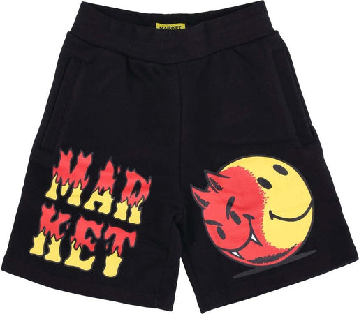 MARKET-Pantalone-Corto-Tuta-Felpato-Uomo-Good-and-Evil-Sweatshorts-X-Smiley-Black-da-uomo