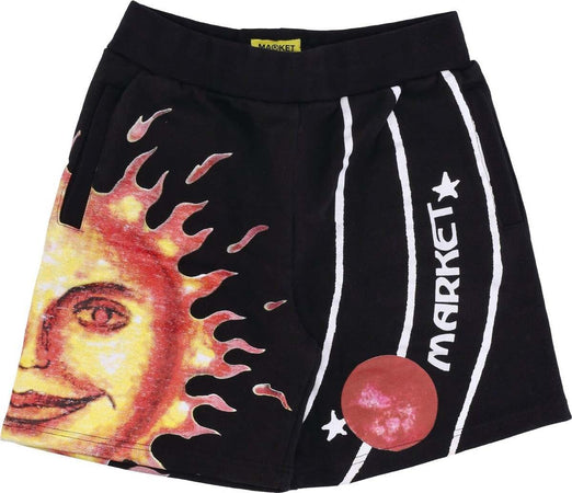 MARKET-Pantalone-Corto-Tuta-Felpato-Uomo-Market-Solar-System-Aop-Sweatshorts-Black-da-uomo