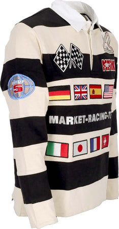 MARKET-Polo-Manica-Lunga-Uomo-Grand-Prix-Rugby-Shirt-Cream-da-uomo