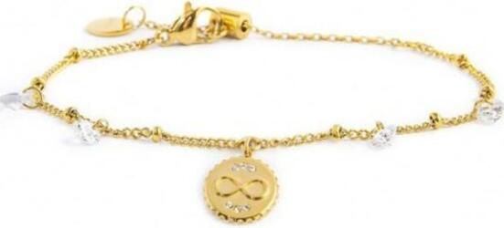 Marlù---BRACCIALE-CATENA-CON-CRISTALLI-E-SFERE-PENDENTE-INFINITO-CRISTALLI-BIANCHI-PVD-ORO