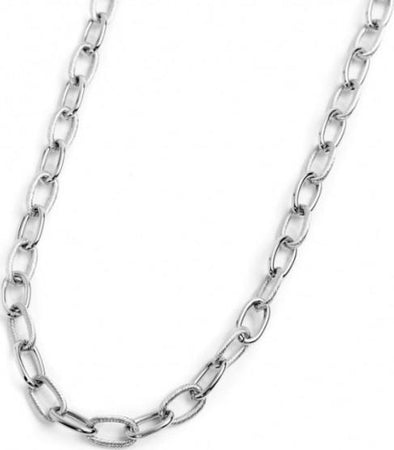 Marlù--Collana-Catena-Maglia-Larga-Con-Texture-E-Liscia-Acciaio