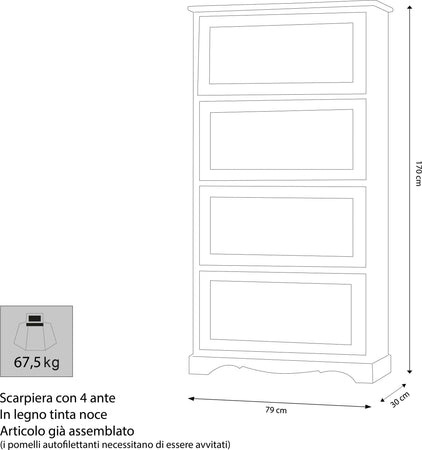 MARY---scarpiera-in-legno-massello-79x30x170-Tinta-noce-Milani-Home