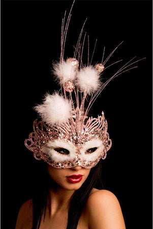 Maschera Rosa In Tessuto con Paillettes, Glitter e Pon Pon in Piuma Maschera Sensuale per Scambisti party scambio di coppia Salute e cura della persona/Erotismo e contraccezione/Abbigliamento erotico/Donna/Costumi e travestimenti Kondorama - Martinsicuro, Commerciovirtuoso.it