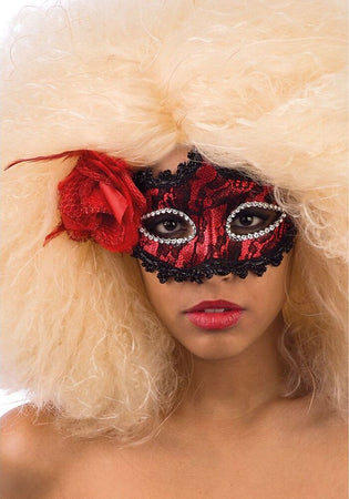 Maschera Rossa Veneziana Mascherina in Pizzo Nero Rosa Piume Giochi e giocattoli/Giochi d'imitazione e accessori di travestimento/Accessori per travestimento/Maschere Kondorama - Martinsicuro, Commerciovirtuoso.it