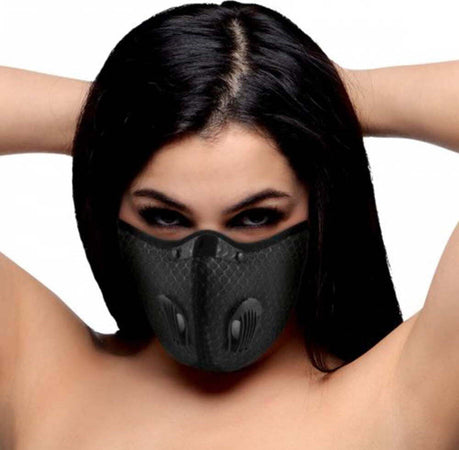 Mascherina Fetish Covid Nera Lavabile In Lavatrice Cotone Plastica Metallo Nichel Free Quarantined Fashion Face Mask - Black Salute e cura della persona/Erotismo e contraccezione/Bondage/Bavagli Kondorama - Martinsicuro, Commerciovirtuoso.it