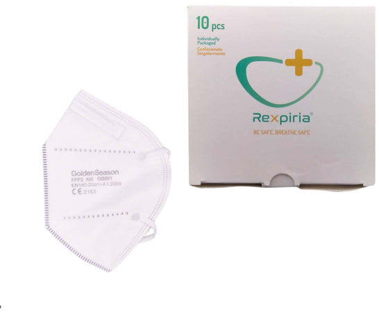 Mascherina FFP2 REXPIRIA Golden Season Certificazione CE 2163 - Dispositivo di Protezione Individuale Imbustata Singolarmente DPI da € 0,70 al Pezzo