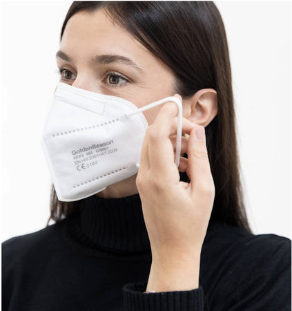 Mascherina FFP2 REXPIRIA Golden Season Certificazione CE 2163 - Dispositivo di Protezione Individuale Imbustata Singolarmente DPI da € 0,70 al Pezzo
