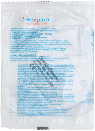 Mascherina FFP2 REXPIRIA Golden Season Certificazione CE 2163 - Dispositivo di Protezione Individuale Imbustata Singolarmente DPI da € 0,70 al Pezzo