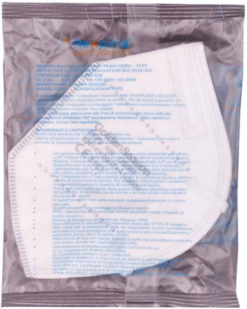 Mascherina FFP2 REXPIRIA Golden Season Certificazione CE 2163 - Dispositivo di Protezione Individuale Imbustata Singolarmente DPI da € 0,70 al Pezzo