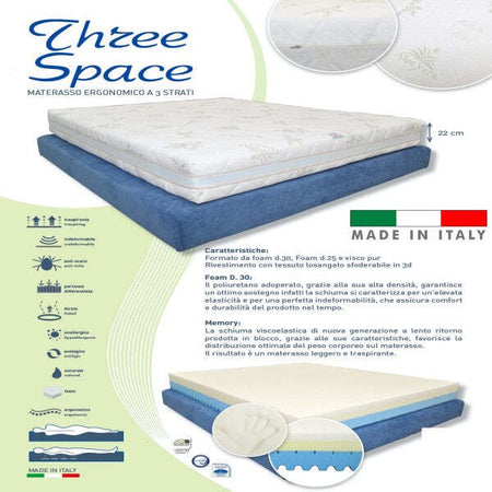 Materasso-Matrimoniale-160x190-Altezza-22cm-Memory-E-Foam-Sfoderabile-Ortopedico