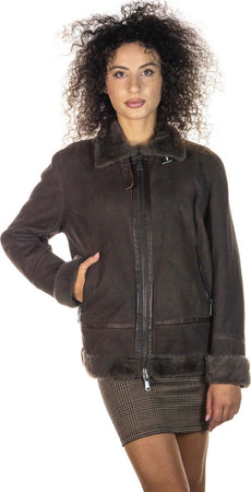 Matilde---Giacca-Donna-Marrone-in-vero-montone-Shearling-effetto-scamosciato