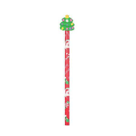 Matita natalizia segnaposto con gomma decorativa per bambini