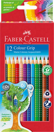 Matite colorate Color Grip - acquerellabili - Faber Castell - scatola 12 pezzi Giochi e giocattoli/Attività creative/Accessori per disegnare e colorare/Pennelli Eurocartuccia - Pavullo, Commerciovirtuoso.it
