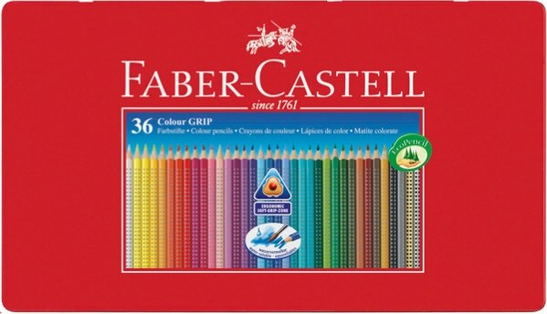 Matite colorate Colour Grip - acquerellabili - Faber Castell - astuccio in metallo 36 pezzi Giochi e giocattoli/Attività creative/Accessori per disegnare e colorare/Pennelli Eurocartuccia - Pavullo, Commerciovirtuoso.it