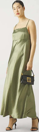 Max-Mara-Abito-Baden-In-Acetato-Donna-Elegante-Vestito-Lungo-Tinta-Unita
