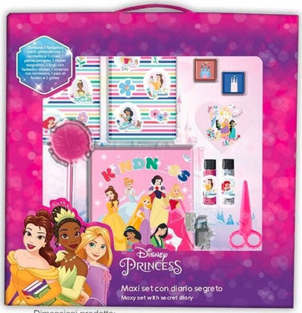 Maxi-Set-Diario-Segreto-Glitterato-Principesse-Disney-Accessori-Gioco-Bambina