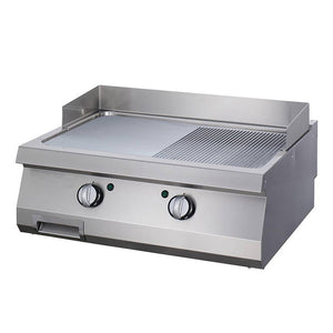 Heavy Duty Piastra - Mezza Scanalato - Unità Doppia - Profondità 70cm - Elettrico