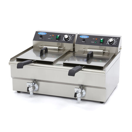Friggitrice - 2 x 16L - 2 Cestelli - con Rubinetto di Scarico