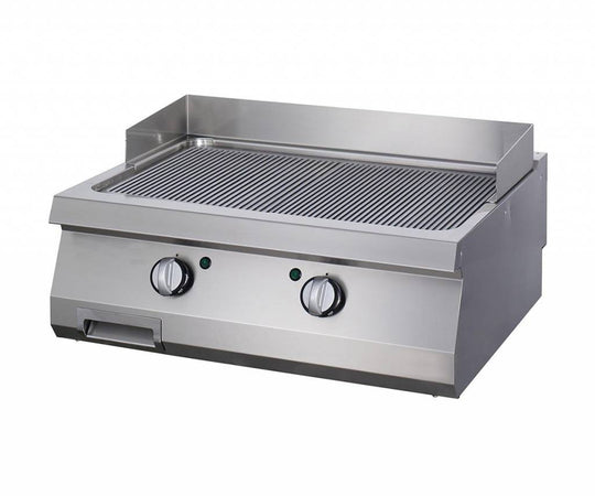 Heavy Duty Piastra - Cromo Scanalato - Unità Doppia - Profondità 70cm - Gas