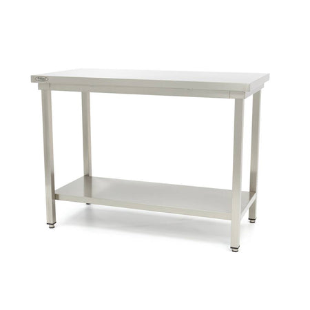 Tavolo in Acciaio Inox - 100 x 60cm - Altezza Regolabile - con Ripiano di Stoccaggio