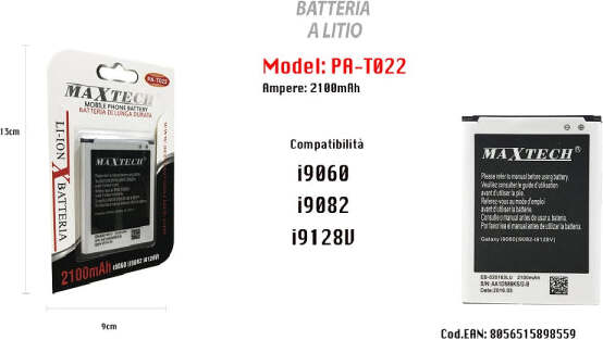 Maxtech-Pa-t022-Batteria-Di-Lunga-Durata-Per-Samsung-Galaxy-I9060/i9060i-2100mah-A-Litio