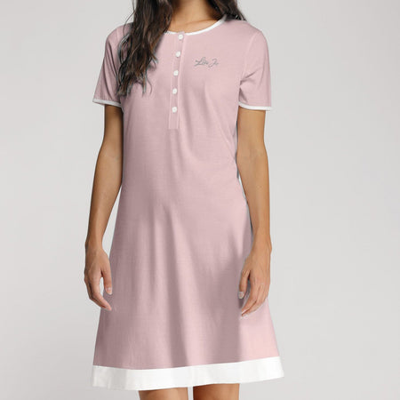 Camicia da notte donna Liu Jo DL0170 50, manica corta, apertura frontale, cotone e modal, Made in Italy