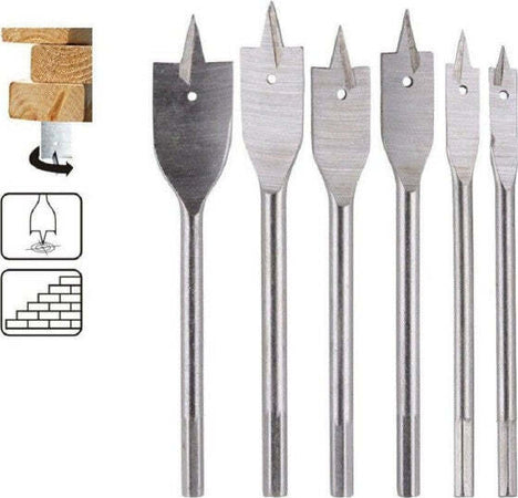 Mecchie-A-Testa-Piatta-Per-Legno-6-Pezzi-Punte-Frese-Per-Trapano-92087