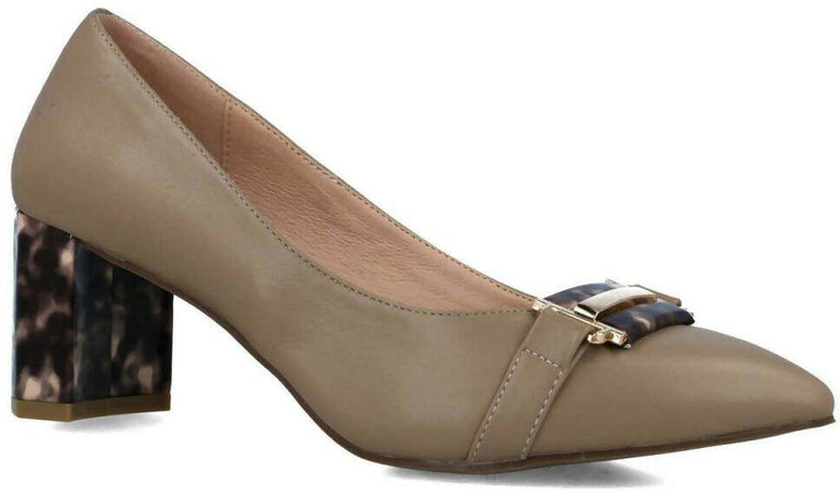 Membur Décolleté Donna in Pelle Scarpe Con Tacco Maculato 5,5 Cm Dettaglio Medaglione Dorato Collezione Aut-Inv 2022/23