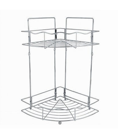 Mensola Angolare Doccia A 2 Ripiani Portaoggetti In Metallo Scaffale Bagno 59259