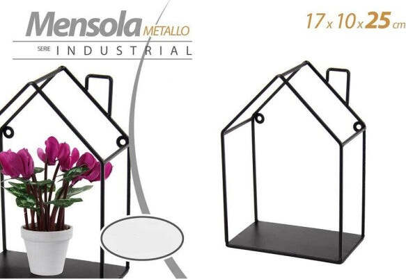 Mensola-Bacheca-Parete-Metallo-Moderno-Nero-17x10x25cm-Casetta-Industrial-822278