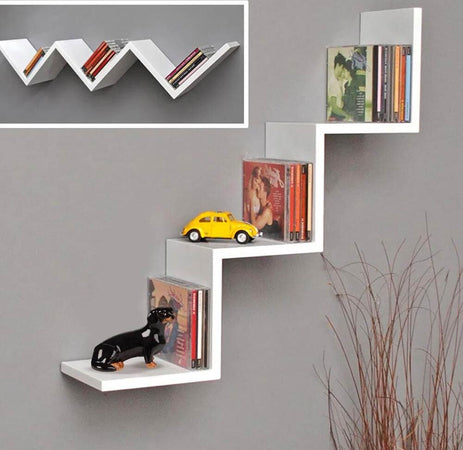 Mensola-Parete-Moderna-Design-Zig-Zag-Mensole-Muro-Scaffale-3-Ripiani-Bianco