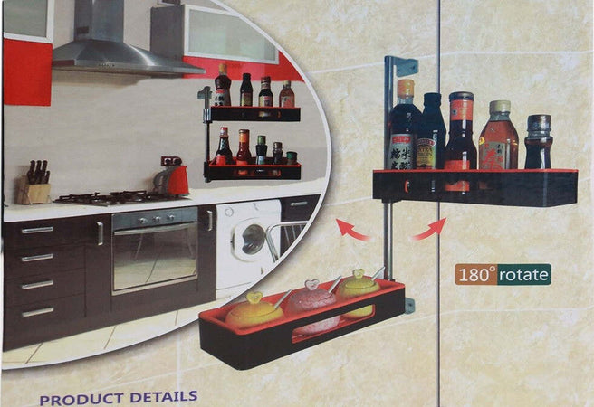Mensola Pensile Da Parete Scaffale Muro 2 Vani Rotante 180? Porta Spezie Salse Casa e cucina/Organizzazione interni/Porta oggetti cassetti e scaffali/Mensole da muro Trade Shop italia - Napoli, Commerciovirtuoso.it